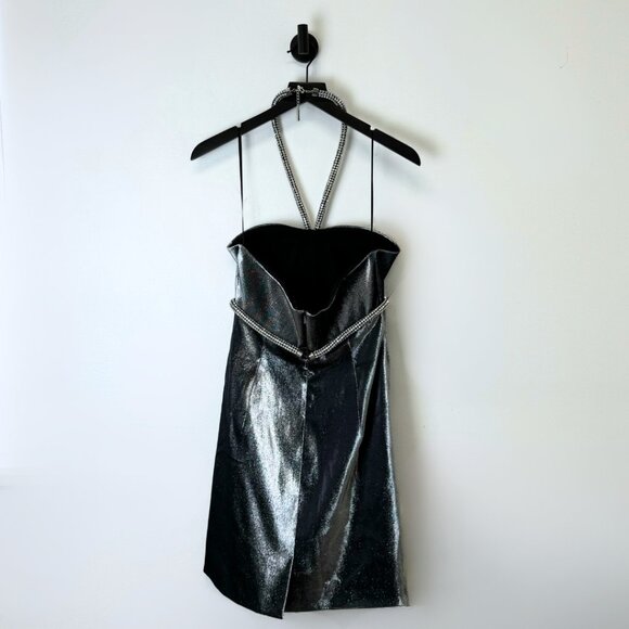 Area Crystal Rope Halter Mini Dress - Picture 3 of 4